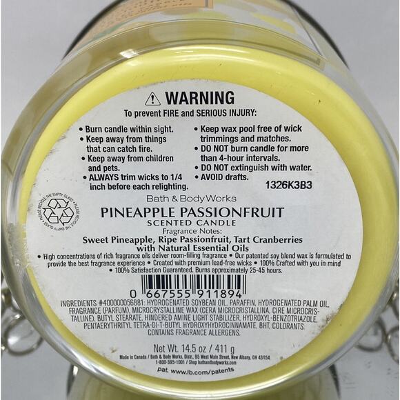 Bath & Body Works Pineapple Passionfruit Scented 3 Wick Candle - Picture 4 of 4